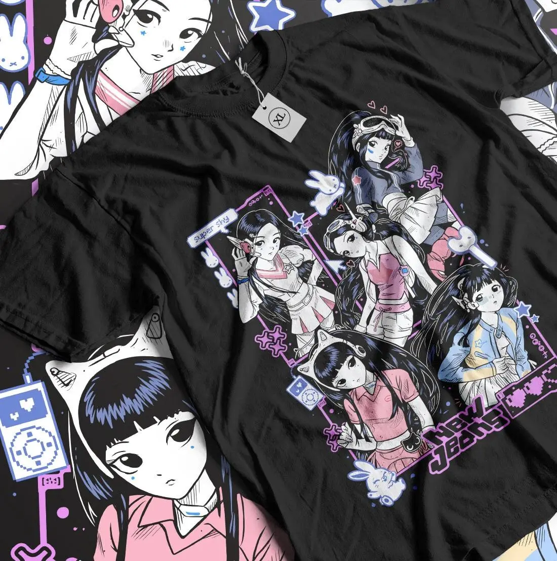 Newjeans Anime T-Shirt Girls Anime Ladies Kpop Merch Graphic T-Shirt All Size, Gift For Fans