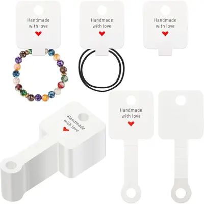 100 Pieces Of Blank Kraft Paper Jewelry Necklace Bracelet Earrings Headband Display Card Price Tag With Hole (white) I.14895637