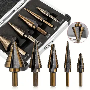 5-Piece Precision Cobalt High HSS Co Drill Bit Set - Titanium Coated, 50 Sizes Round Shank, Drill Bits Set