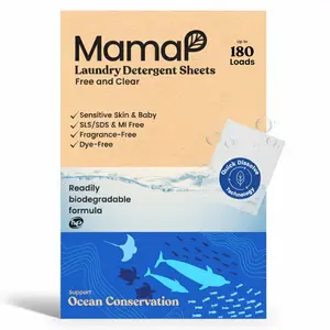 Mama-P Laundry Detergent Strips - 180 Loads - Safe for Families, Babies, Sensitive Skin/Eczema