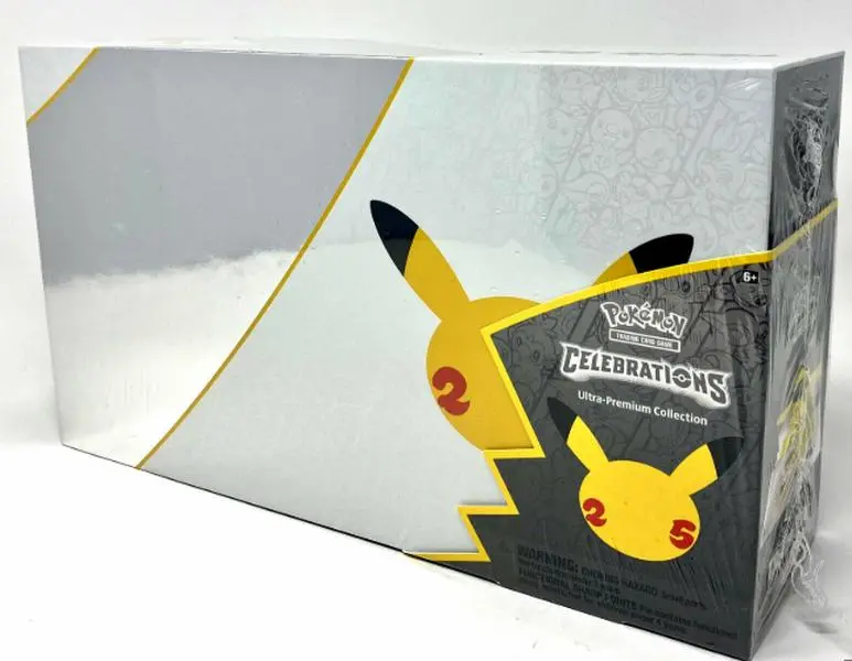 Pokémon TCG: Celebrations Ultra Premium Booster Collection Box - Non-Sports Collectible Cards, Commemorative Gold Pure Metal Trading Cards Set, Cartoon, 65 Card Sleeves