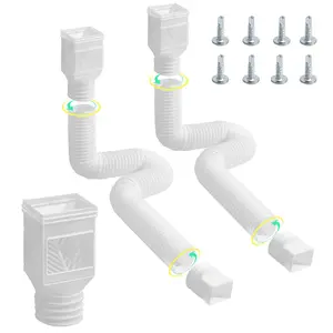 VEVOR Rain Gutter Downspout Extensions, 2-Pack Flexible Downspout Extender, Down Spout Drain Extension Extendable from 22" to 63", Gutter Extensions with Adapters, for Rainwater Drainage, WhiteSummervibes