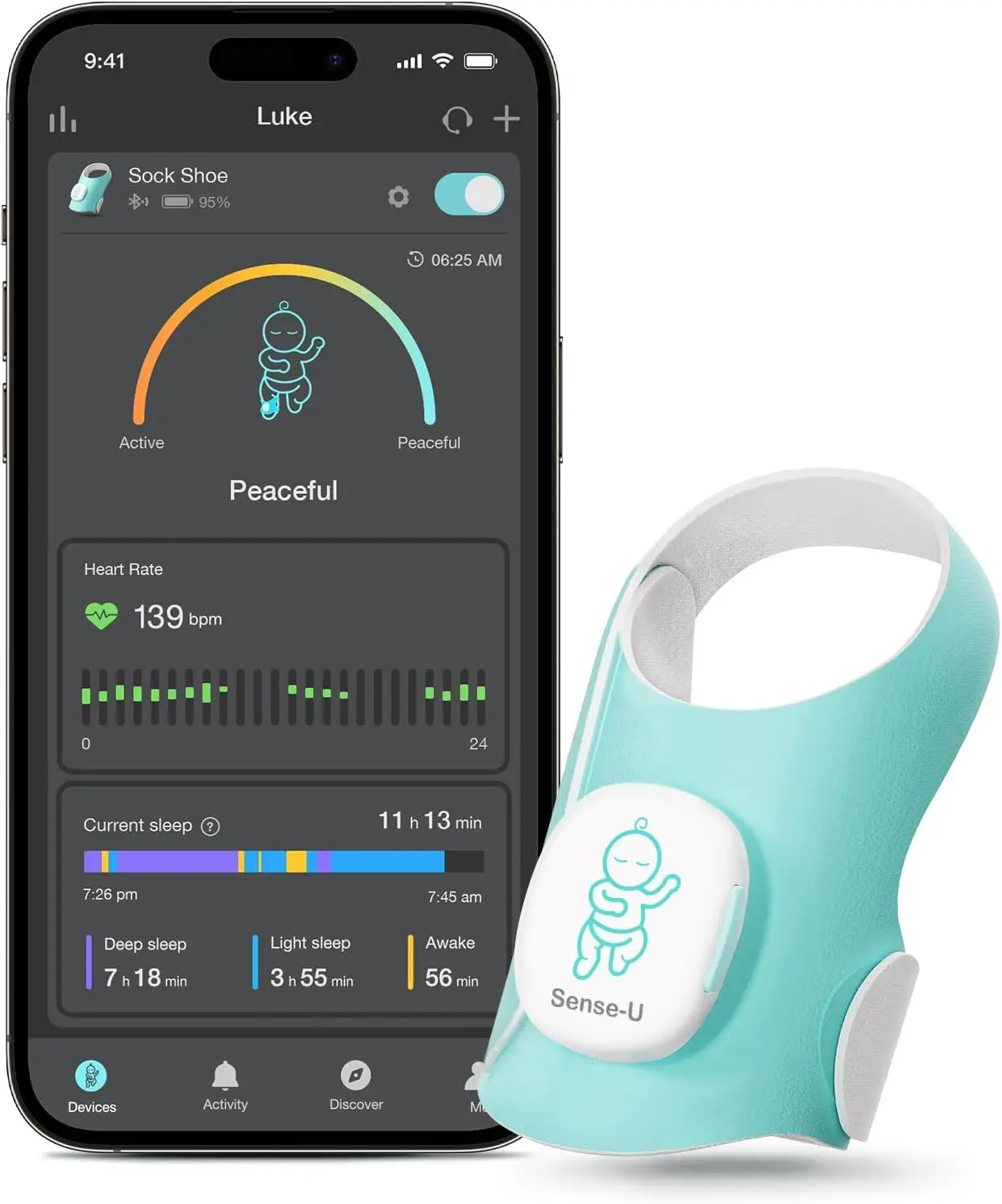 Baby Smart Sock Shoe Baby Monitor, Track Sleep Patterns, Heart Rate, Movement for Peace of Mind, Infant Foot Monitor for Better Sleep