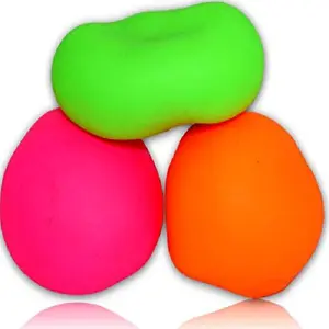 JA-RU Stretchy Ball (Pack of 3) The Original Dough Ball Fidget Toy Squishy Bouncy Set for Kids & Adults Soft Bounce Stress Therapy Doh Pull & Stretch