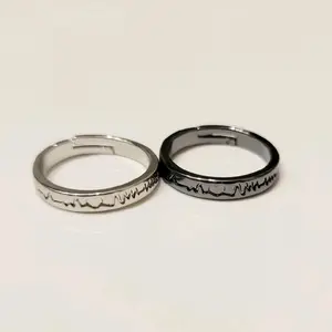 Heart Rate Promise Rings for Couples matching ring