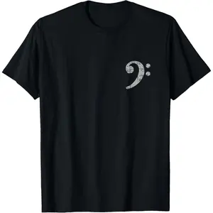 100% Cotton Bass Clef (Vintage Gray Left) Bassist Bass Player T-Shirt