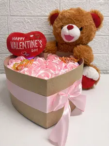 Heart-Shaped Rose Box with Teddy Bear Perfect Valentine's Gift for Her Him Romantic Present for Any Special Occasion Ideal for Valentine's Day Anniversaries
