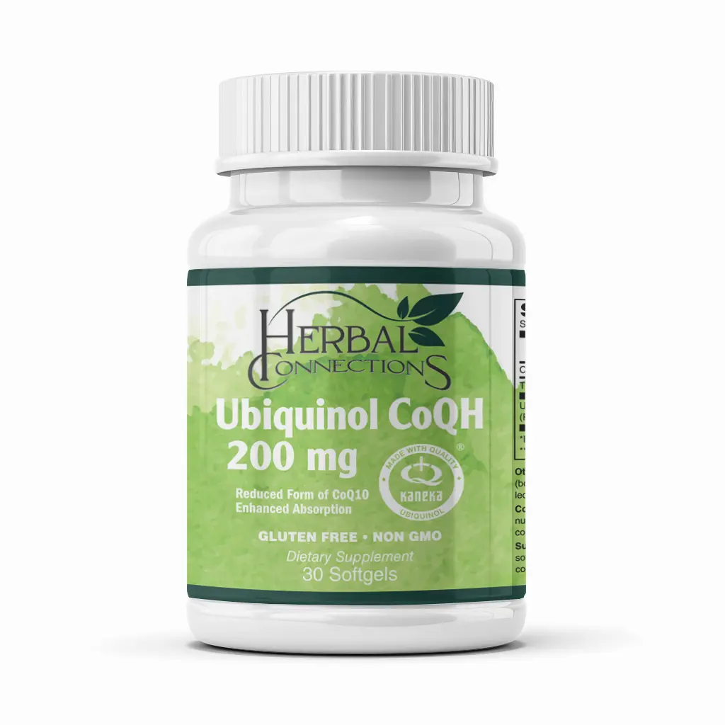 Herbal Connections Ubiquinol CoQH 200 mg Softgels – Kaneka QH Reduced CoQ10 for Heart, Mitochondrial Energy & Antioxidant Support | High-Absorption, Non-GMO, Gelatin Capsule | 30 Count