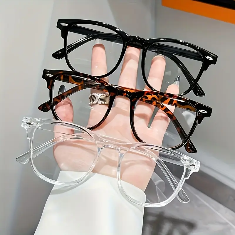 3-Pack, Fashionable and Lightweight Round Frame Transparent Lens Glasses - Fashionable and Versatile, Easter