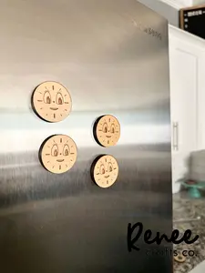 Miss Minutes magnet Set, miss minutes Loki Gift, miss minutes Gift, miss minutes wood engraved, miss minutes wood engraved magnet, Set of 4