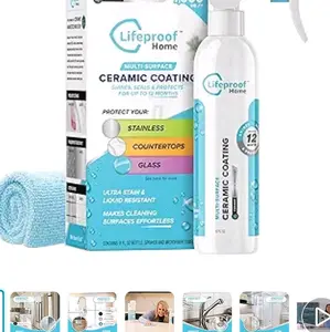 Ceramic Coating Spray Kit for Kitchen and Bath Surfaces - Shine, Seal and Protect - Repels Stains and Grime Cleaning Household Cloth