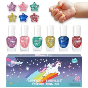 Unicorn Pattern Quick-Dry Nail Polish Set, Non-Toxic Shimmer Nail Polish, Nail Art & Nail Polish for Kids, Nail Manicure