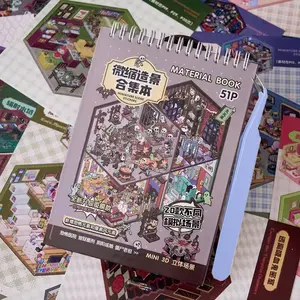 DIY Craft Kit Set, 20 Scene Cards + 31 Stickers + Tweezers, Miniature House Building Paper Crafts, Creative Gift Packaging Idea, Crafting Kit