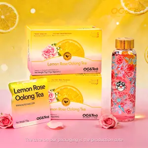 BOGO 2 Cartons Beauty Tea Lemon Rose Oolong Tea Summer Limited Edition  (7.5g×10packs) With Color Changing Water Bottle Lemon, Apple, Dragon Fruit, Pear, Oolong Tea, Rose, Citronella, Mint