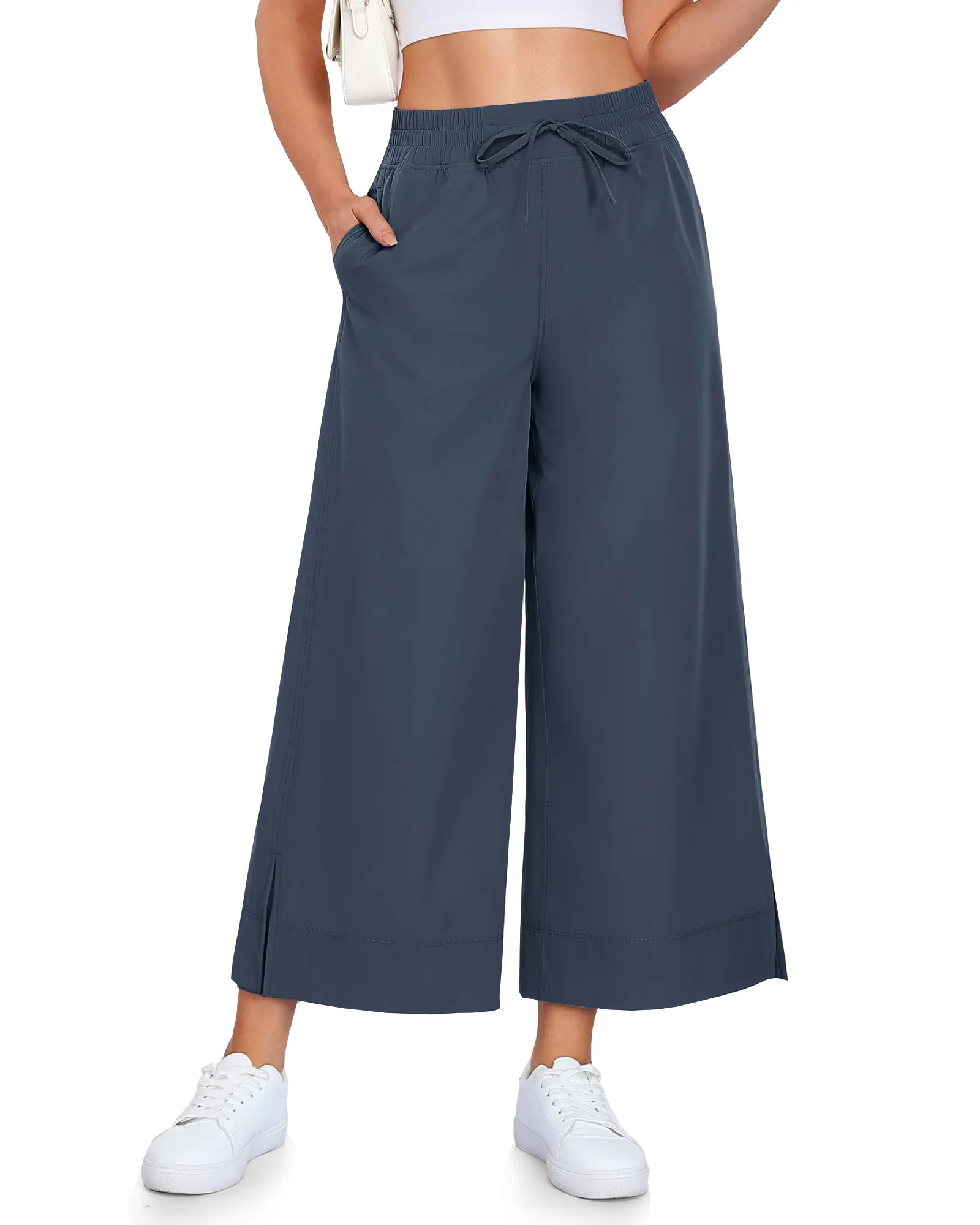 SHOWITTY Wide Leg Pants Women - 25"/29" Casual Summer Capri Yoga Pants Lightweight Sweatpants for Travel Business Work