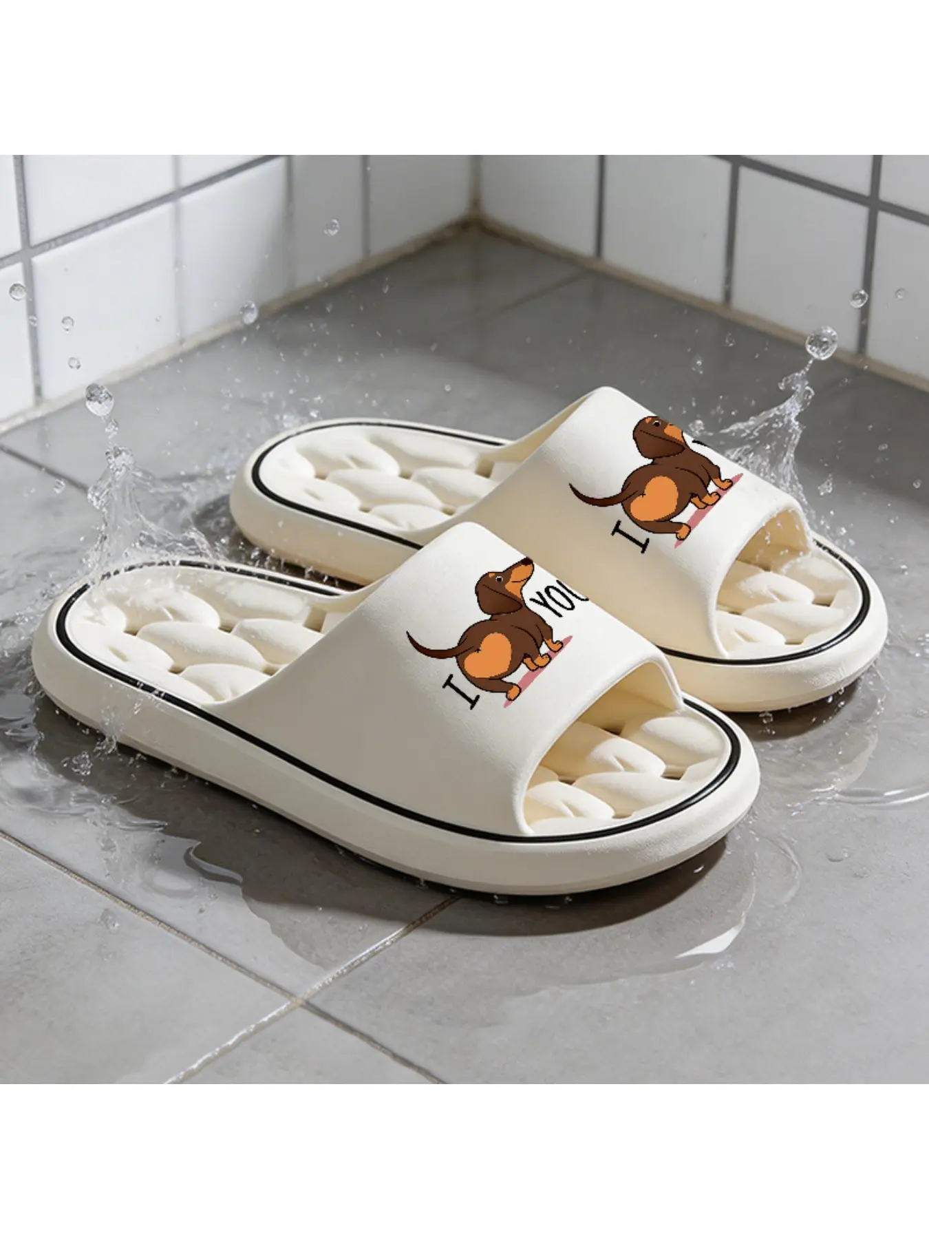 Dachshund Butt Pattern Unisex Soft EVA Open Toe Slippers Quick Drying Non-Slip Slides for Bathroom Shower Pool Beach Indoor Outdoor Spring And Summer Essentials. Daily Bathing, Beach Party, Women Shoes