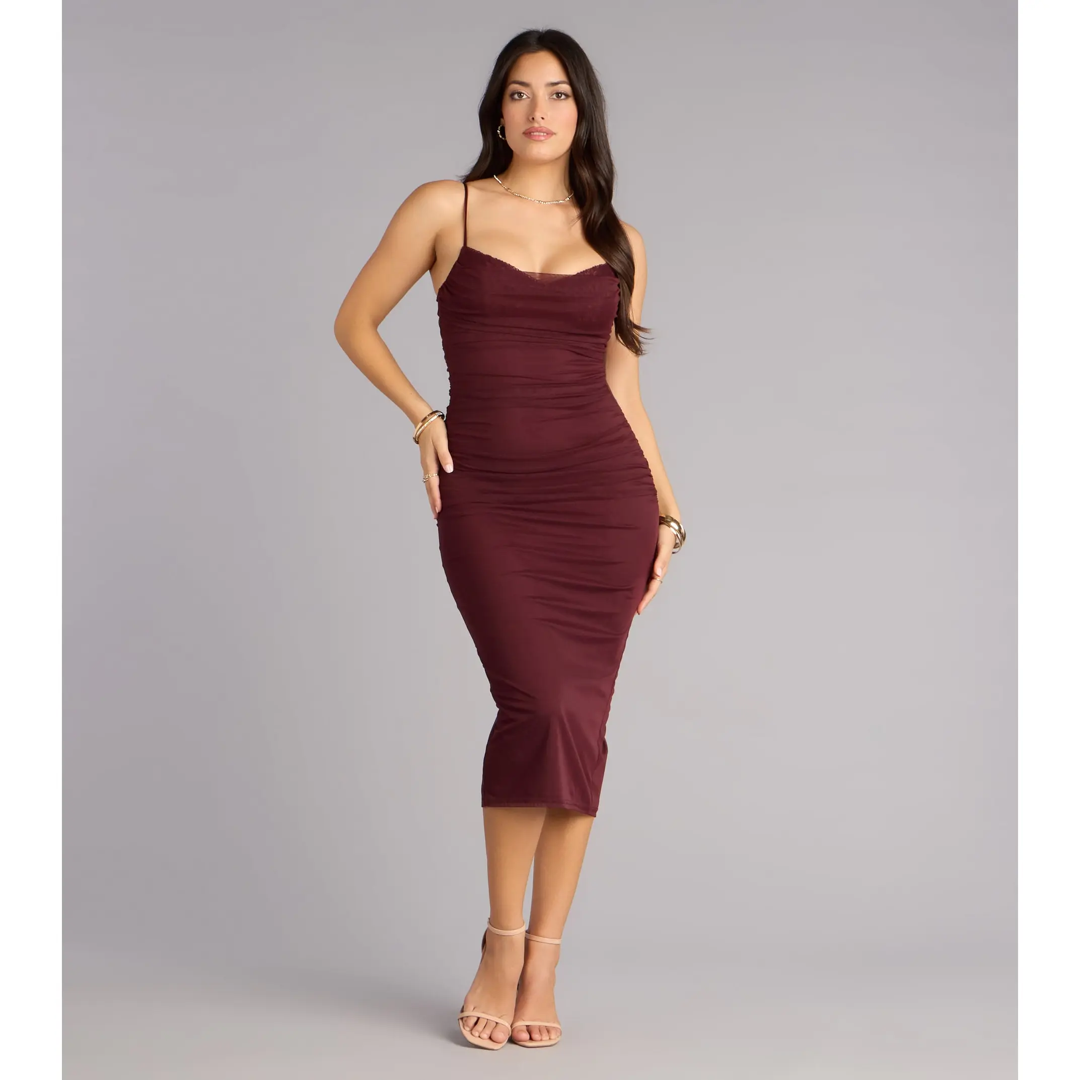 Crushworthy Mesh Ruched Midi Dress - TikTok Shop Crushworthy Mesh Ruched Midi Dress - TikTok Shop