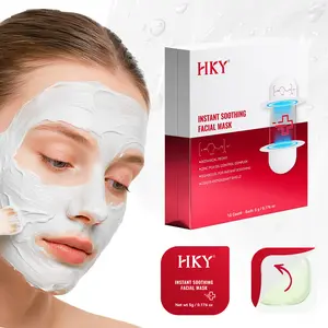 HKY Instant Soothing Facial Mask - Botanical Pedony & Zinc PCA Oil Control Complex for Skin Repair - 12 Count - Each 5g/0.176oz