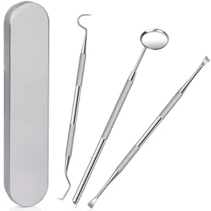 Dental Tools, 3pcs Teeth Cleaning Tools Stainless Steel Dental Scraper, Scaler Pick Plaque Remover Set