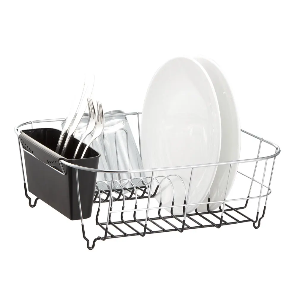 Neat-O Deluxe Chrome-Plated Steel Small Black Dish Drainer – Home Organizer, Storage Holder & Draining Board for Kitchen Countertop Organization