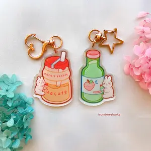 Yacute + Soju Bunny Glitter Acrylic Glitter Keychain Charm