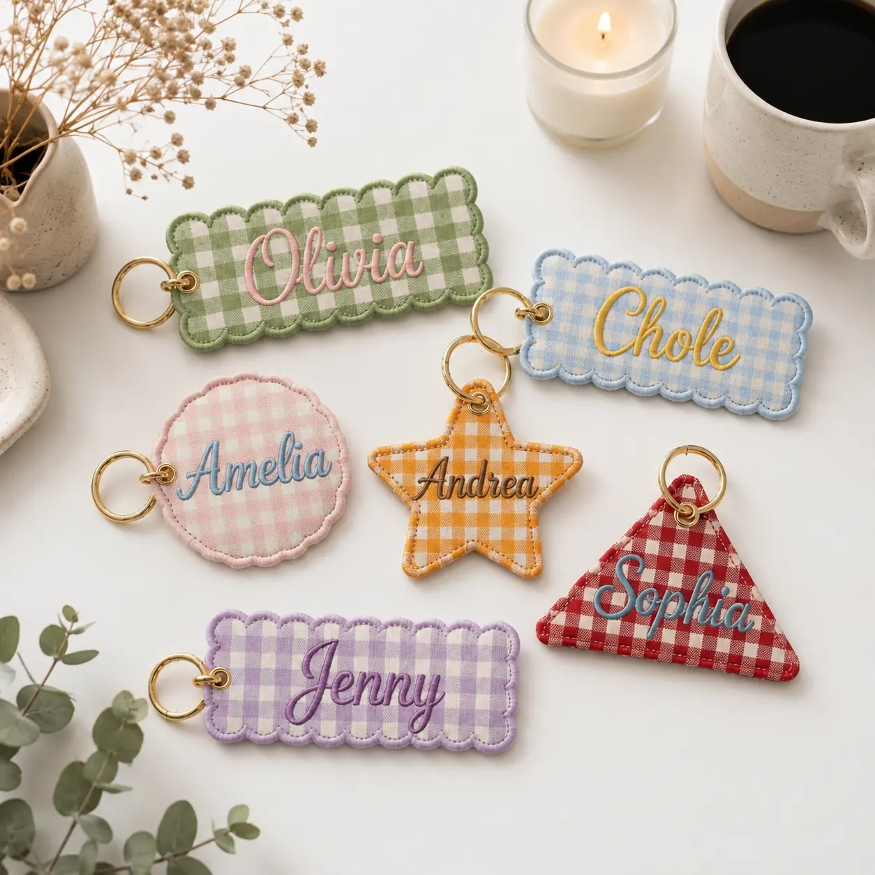 Custom Embroidered Name Keychain, Personalized School Bag Tag, Back To School Gift for Kids, Aesthetic Name Keyring