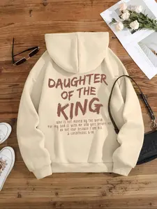 Women's Hooded Drawstring Sweatshirt, Daughter of the King Print, Comfortable & Stylish, Easy to Pair, Casual Fall Winter Wear
