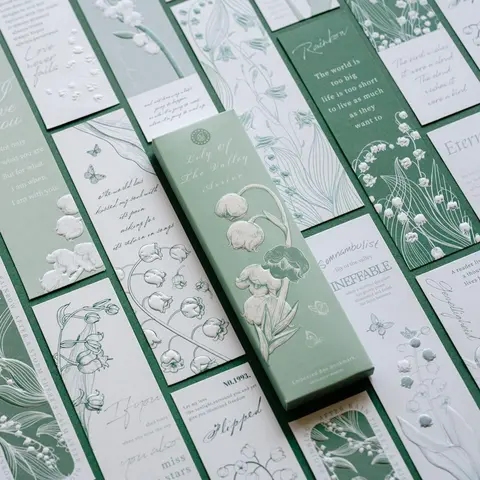 1 Set Flower Pattern Bookmarks, Vintage Embossed Cards, Decorative Stationery For Students, Book Accessories