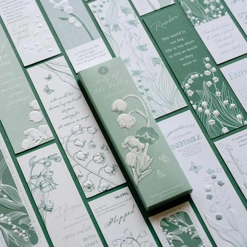 1 Set Flower Pattern Bookmarks, Vintage Embossed Cards, Decorative Stationery For Students, Book Accessories