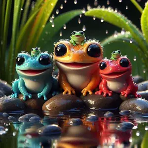 5D DIY Full Drill Round Diamond Painting - Diamond Art Kit, Colorful Frog Mosaic, Canvas - DIY Decorative Painting, Home Wall Decor, Perfect for Halloween and Christmas, Independence Day, Birthday and Anniversary Gifts.