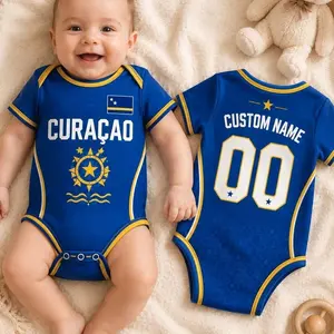 Curacao Baby Bodysuit, Personalized Soccer Onesie, Custom Name Number Baby Outfit, Newborn Fan Gift 1Y6 TK2