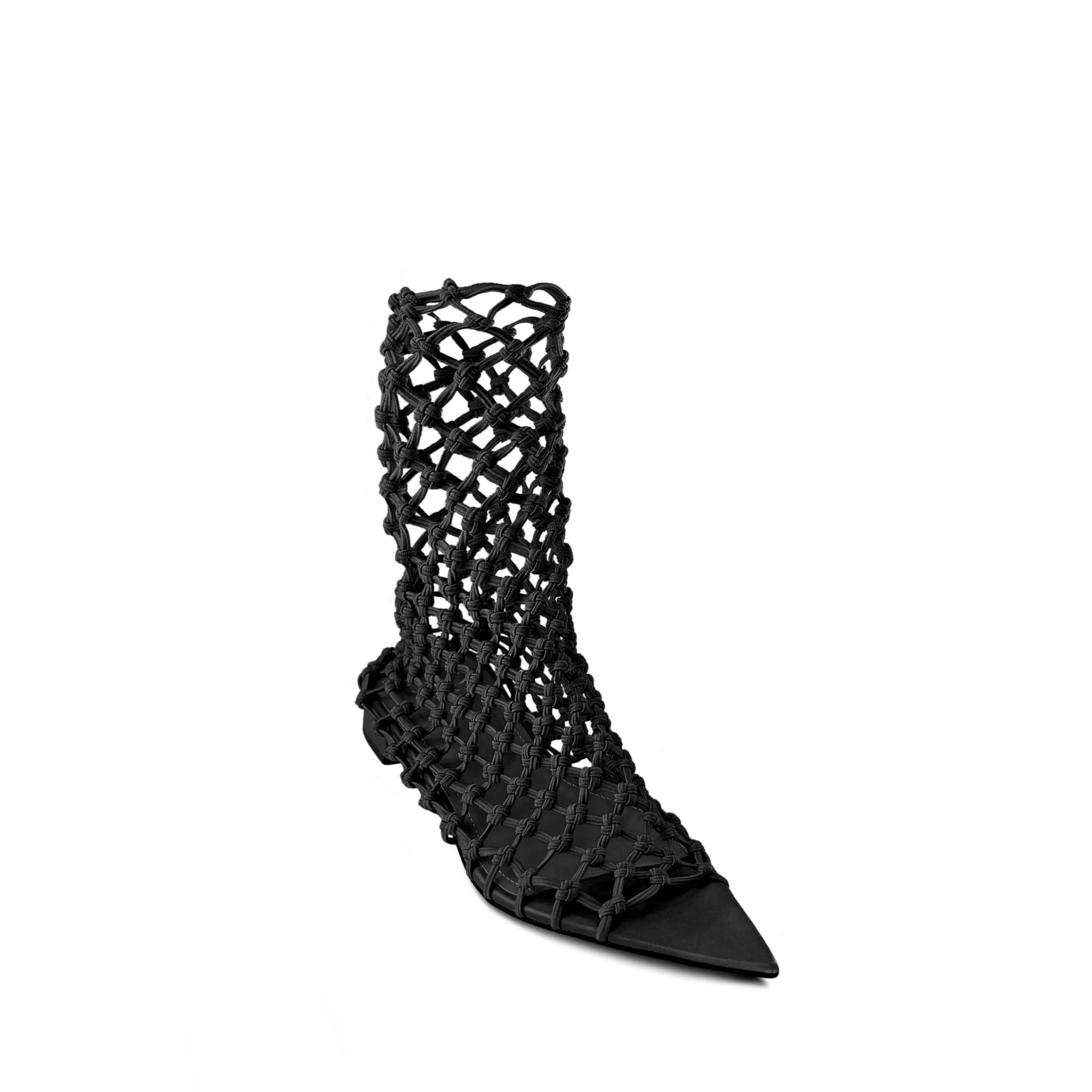 VELA FLAT BLACK NET SOCK SANDALS