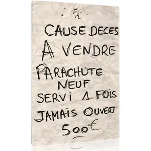 Vintage French Parachute Metal Sign Wall Decor, Cool Room Decorations, House Wall Art Adults Gifts, 12x8 Inch