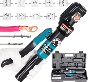 Hand Operated Hydraulic Crimping Tool Range 12 AWG-2/0 AWG for  lugs Hydraulic Crimping Crimper Wire Terminal Lug Tool with 9 Pairs Dies
