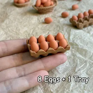 Miniature Toy House Set with Tray, Realistic Kitchen Scene Includes 8 Eggs & Egg Tray, Perfect for Toy House Enthusiasts