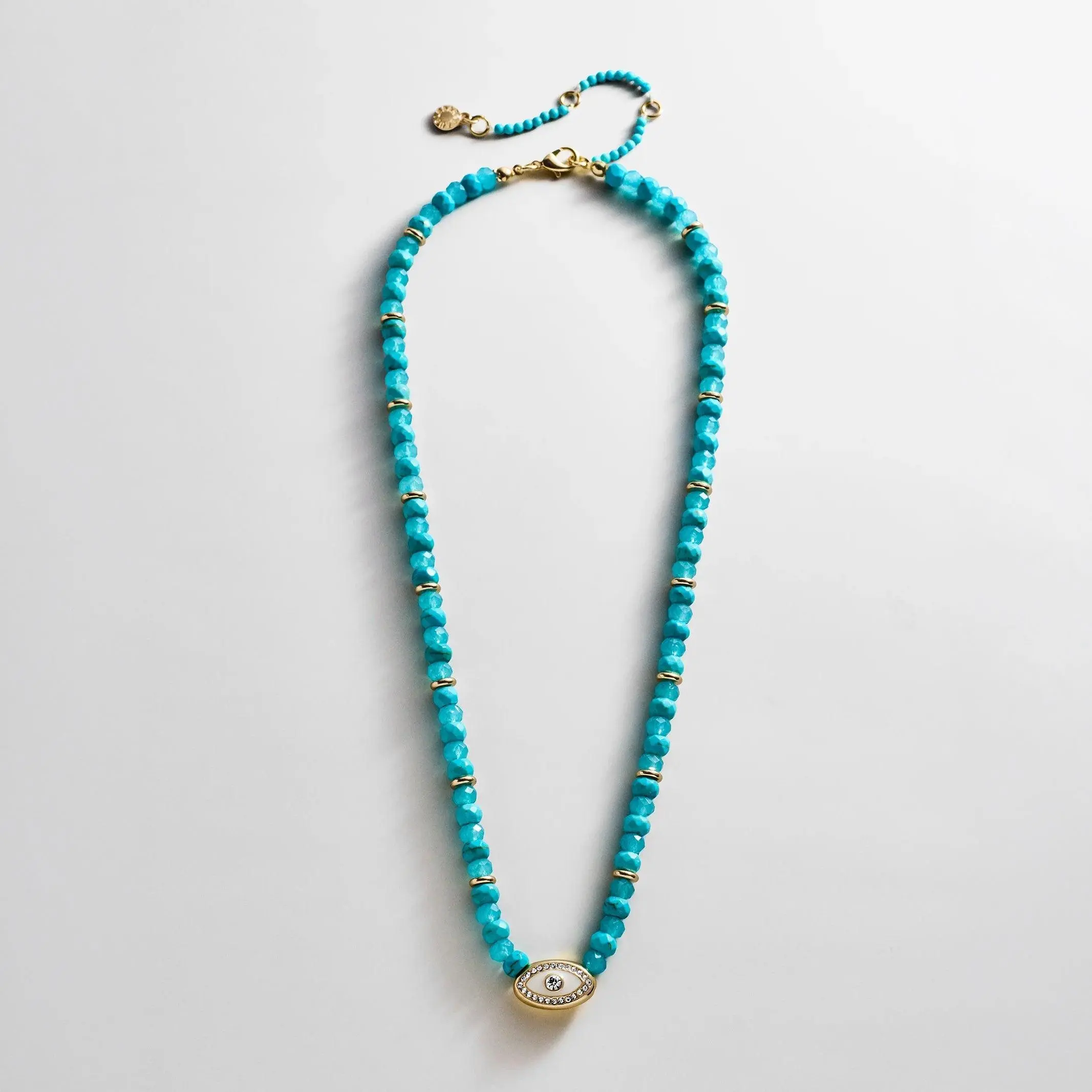 Positive View Semi-Precious Evil Eye Necklace - Turquoise