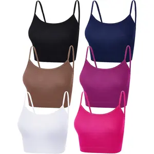 6 Pack Women Crop Tops Cropped Tank Top Bundle Sleeveless Spaghetti Strap for Sports Yoga
