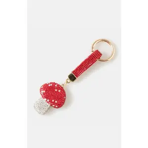 Pave Red Mushroom and Tag Bag Charm
