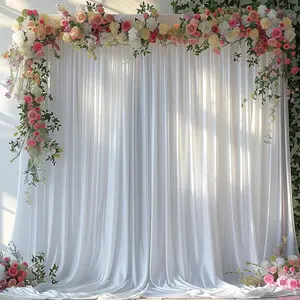 10x10FT White Backdrop for Wedding Parties Wrinkle Free Backdrop for Baby Shower White Drapes for Birthday Photography Background Soft 5ft x 10ft, 2 Panels