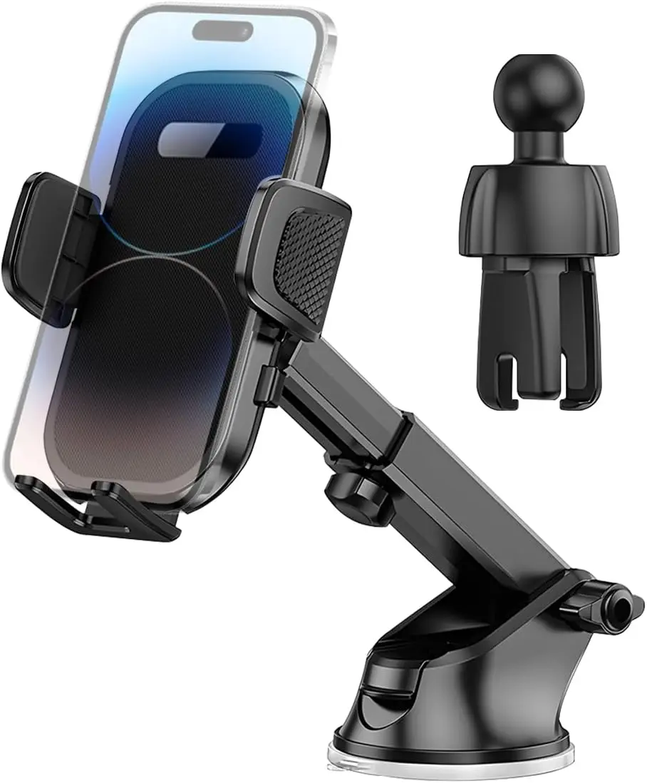 Phone Holder, 2 in 1 Automotive Air Vent Cellphone Stand Mount for Dashboard Windshield, Adjustable  Interior Smartphone Cradle, Universal for SUV Sedan (Twill)