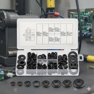 180-Piece Rubber Grommet and Seal Ring Kit Hardware Parts for Electrical Plugs, Cables, Water Pipes, and Appliances. Waterproof and Dustproof Gasket Assortment with Multiple Sizes for Home Repair and DIY Projects.