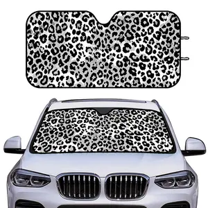 1-Piece car sunshade/visor, leopard print design, easy to install, suitable for beach travel parking, daily commuter parking and outdoor parking, can be used for personal use or as a gift