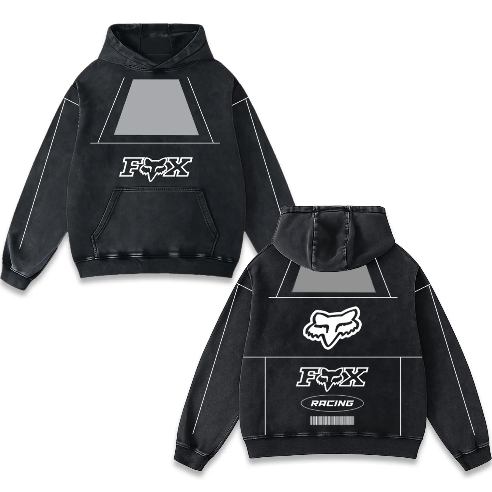 Retro Fox Racing Washed Hoodie Motor World Champion Enthusiast Apparel Streetwear Racing Team Motorcycle Clothing Motorbike Riders Supermotor Off-Road Dirt Bike Fan Gear Cotton For Motor Fan