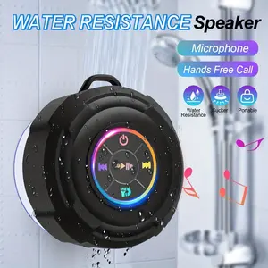 Wireless speaker with suction cup, water resistant Bluetooth speaker, high-end audio equipment, reliable performance, durable structure, suitable for learning, entertainment, bathroom, camping, RGB color lights