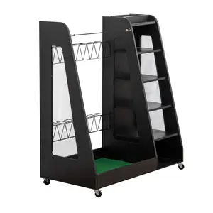 Golf Bag Organizer for Garage, Premium Wooden Golf Storage Rack, Holds 2 Golf Bags, Black Golf Equipment Storage for Garage, Car, Shed, Basement, Heavy Duty Golf Club Organizer