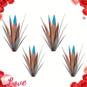 4pcs Metal Agave Sculptures, Hand-Painted Iron Decor, Valentines Decorations, Valentine's Day, Easter Decorations, Oddities & Curiosities, Home Decor & Accessories, Garden Lawn Ornament, Great Gift for Family Friends