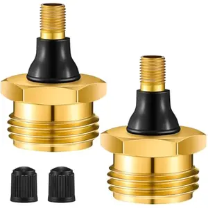 2 Pack Brass RV Blow Out Plug, Heavy Duty Winterization Tool Compatible with Schrader Valve to Blow Out RV Water Lines, Winterization Valve for Camper, Motorhome, Travel Trailer