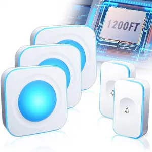 Doorbells for  Flashing Light Doorbell with 2 Buttons & 3 Receivers Hearing Impaired Doorbell 1200Ft 36 Ringtones 4 Volume (White)