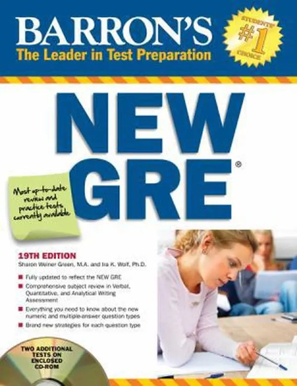 Used Barron's New GRE Review Book with CD-ROM by Sharon Weiner Green, M.A. (Paperback), Tutorial