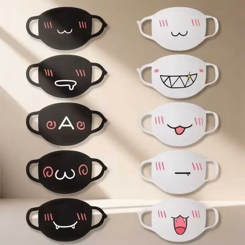 10pcs Anime Face Masks, Cute Anime Face Masks, Reusable and Washable, Suitable for Both Men and Women tiktokshopbacktoschool